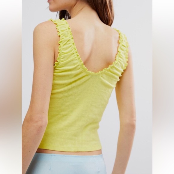Free People Intimately Amelia Pointelle Cami- Lemon Yellow Sizes Med & L NWT - Picture 4 of 9